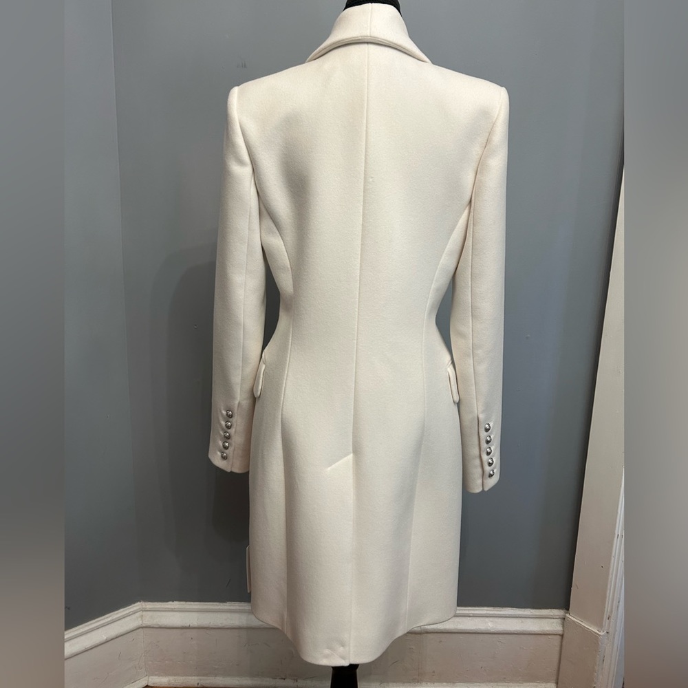 BALMAIN White Double-Breasted Wool Coat, size FR38 (US8) - Picture 3 of 12